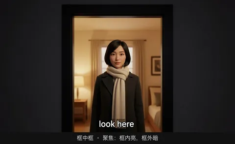 框中框 · 聚焦：框内亮，框外暗