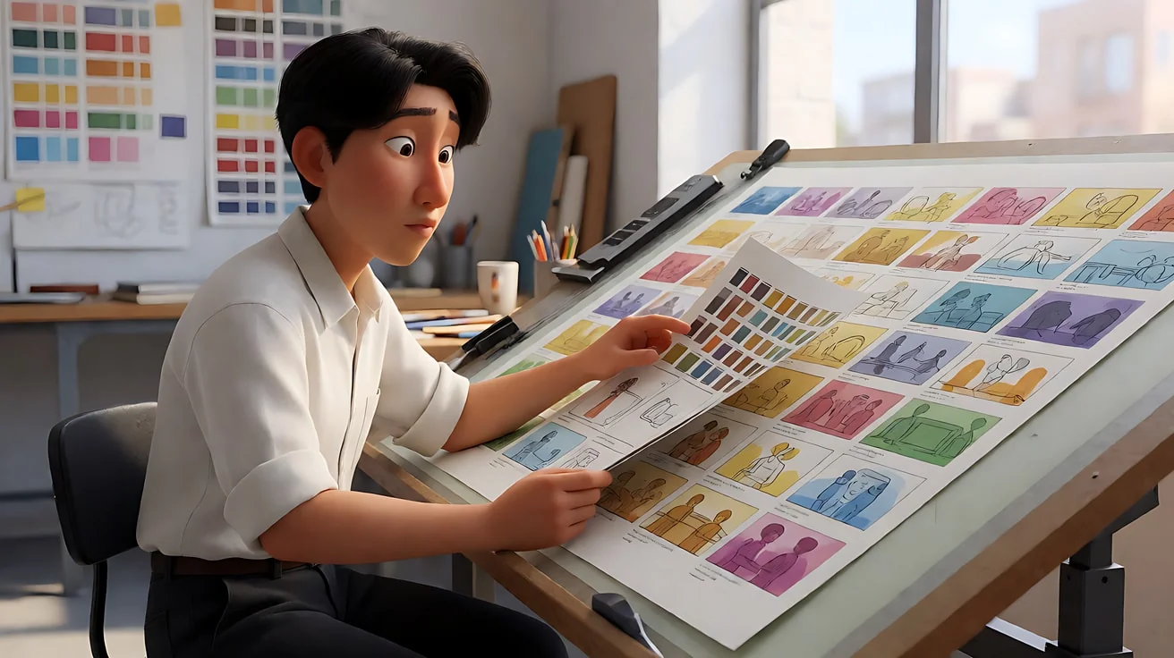 皮克斯的"色彩脚本"（Color S · 皮克斯在制作动画长片前，会先画出整部片每个段