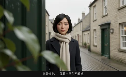 前景虚化 · 隔着一层东西看她