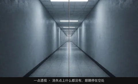 一点透视 · 消失点上什么都没有，眼睛停在空处