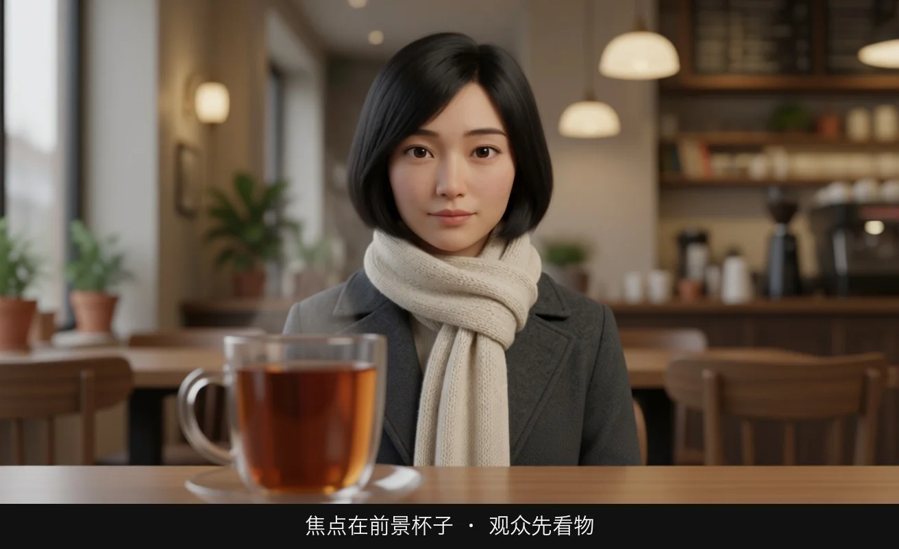 焦点在杯子