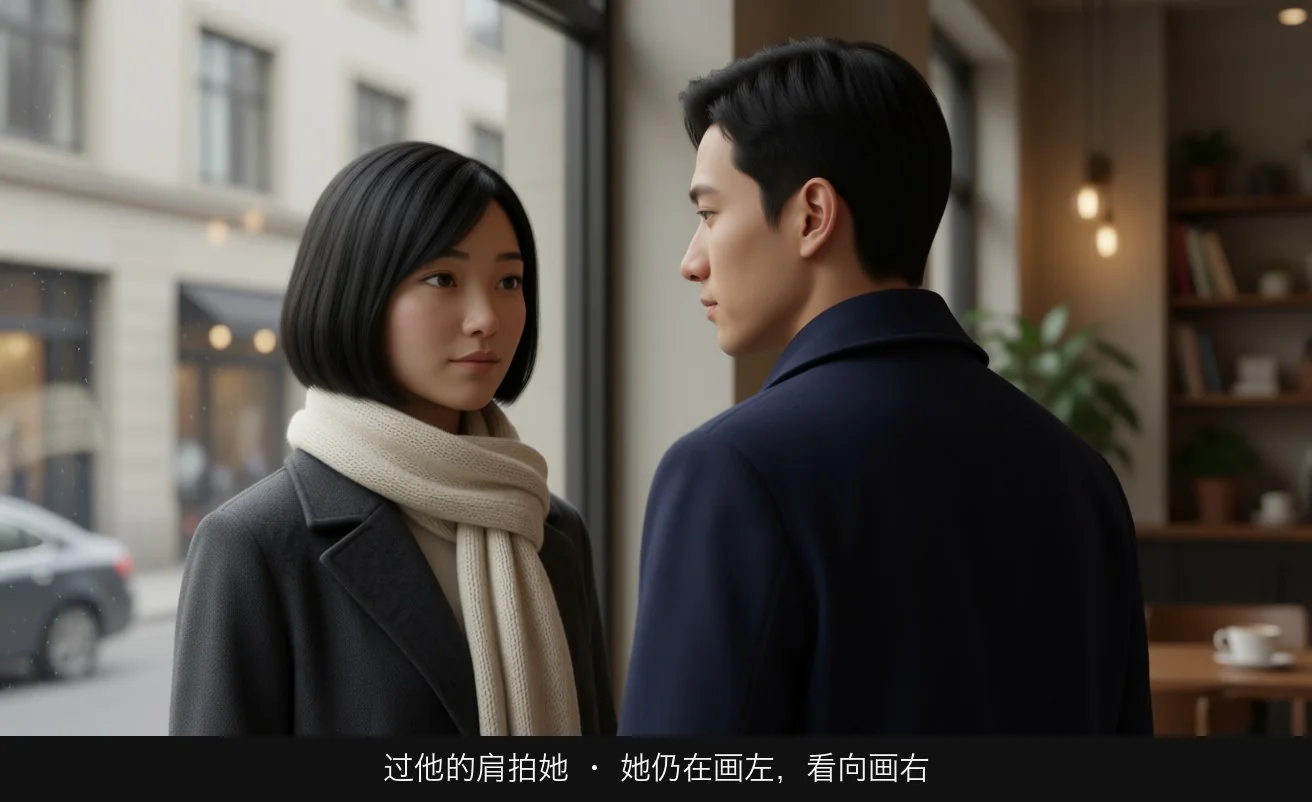 过他的肩拍她