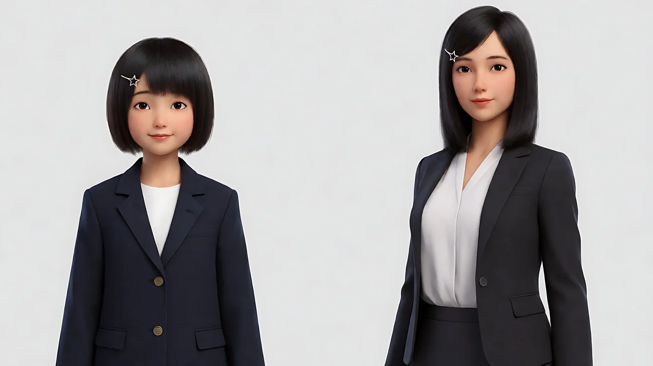 图1 角色定妆（同一人两个年龄）