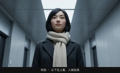 仰拍 · 从下往上看，人被抬高