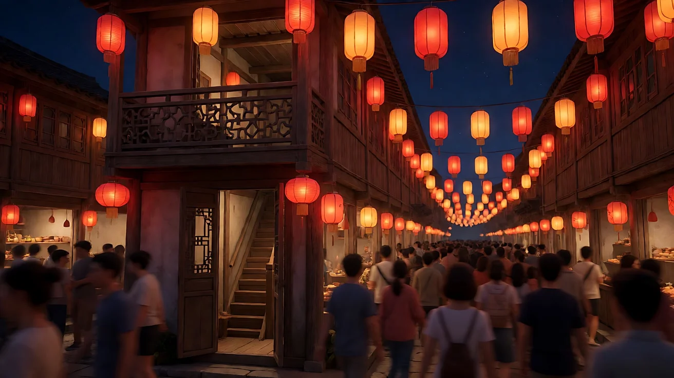 图2 场景（灯笼街与茶楼）