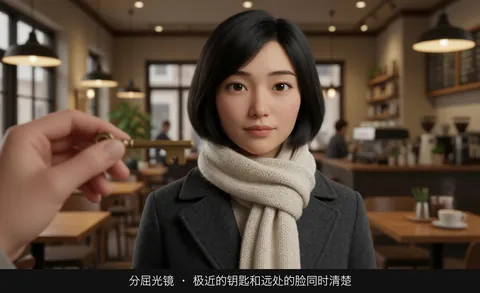 分屈光镜 · 极近的钥匙和远处的脸同时清楚