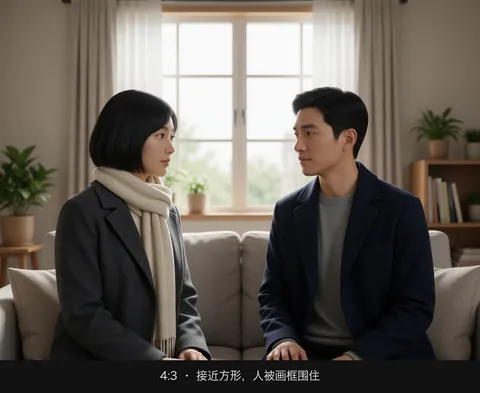 4:3 · 接近方形，人被画框围住