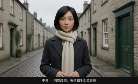 中景 · 切在腰部，表情和手都能看见