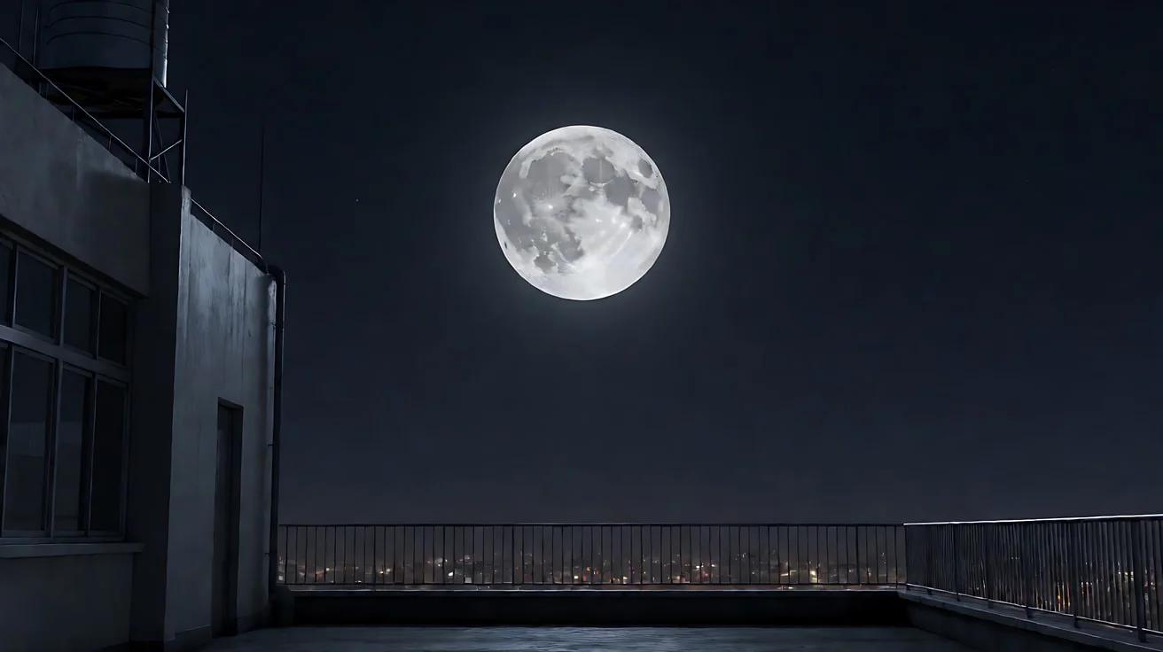 图3 场景（夜晚屋顶，月亮居中）